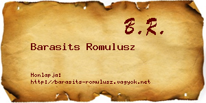 Barasits Romulusz névjegykártya